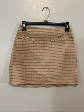 Altar'd State Tan and Black Mini Skirt - Plaid